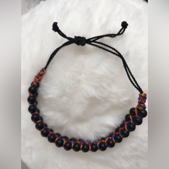 Columbian Handmade• Beaded Pull Through Bracelet • Stones• Unisex - Picture 2 of 5